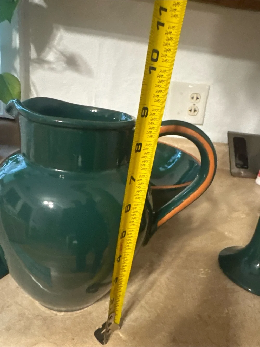 vintage Dansk deep green glazed terra cotta wash basin set Made In Portugal Nice